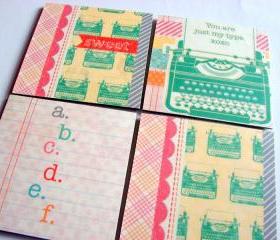  Vintage Typewriters You Are Just My Type - Coaster Set - Small Paper Chipboard Decoupage Collage Drink Bar Tea Beverage Coffee