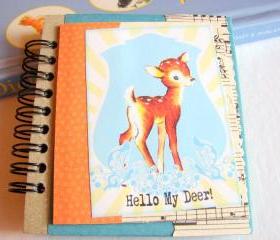 Hello My Deer - Little Spotted Fawn - Mini Notebook Collage Decoupage Decorated Notepad Memo Book Note Book