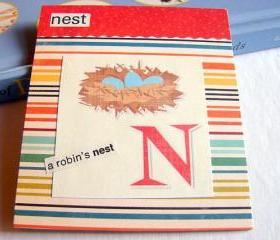 N Is For Nest Collage - Kids Nursery Childrens Wall Art Decor - Alphabet ABC - A Robins Nest