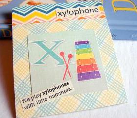 X Is For Xylophone Collage - Kids Nursery Childrens Wall Art Decor - Alphabet ABC - We Play With Little Hammers