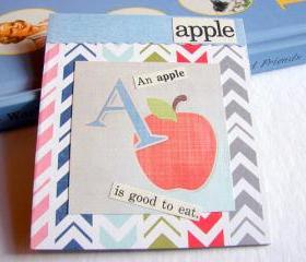 A Is For Apple Collage - Kids Nursery Childrens Wall Art Decor - Alphabet ABC - An Apple Is Good To Eat