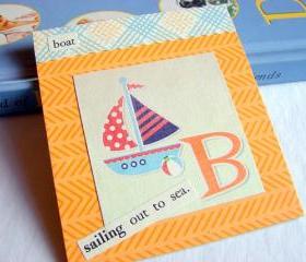  B Is For Boat Collage - Kids Nursery Childrens Wall Art Decor - Alphabet ABC - Sailing Out To Sea