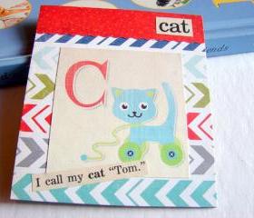 C Is For Cat Collage - Kids Nursery Childrens Wall Art Decor - Alphabet ABC - I Call My Cat Tom
