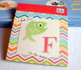 F Is For Fish Collage - Kids Nursery Childrens Wall Art Decor - Alphabet ABC - A Fish Lives In The Water