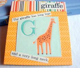 G Is For Giraffe Collage - Kids Nursery Childrens Wall Art Decor - Alphabet ABC - The Giraffe Has Long Legs