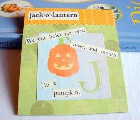 J Is For Jack O Lantern Collage - Kids Nursery Childrens Wall Art Decor - Alphabet ABC - We Cut Holes In A Pumpkin