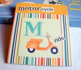 M Is For Motorcycle Collage - Kids Nursery Childrens Wall Art Decor - Alphabet ABC - Ride