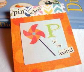 P Is For Pinwheel Collage - Kids Nursery Childrens Wall Art Decor - Alphabet ABC - In The Wind