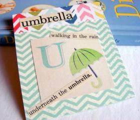 U Is For Umbrella Collage - Kids Nursery Childrens Wall Art Decor - Alphabet ABC - Walking In The Rain