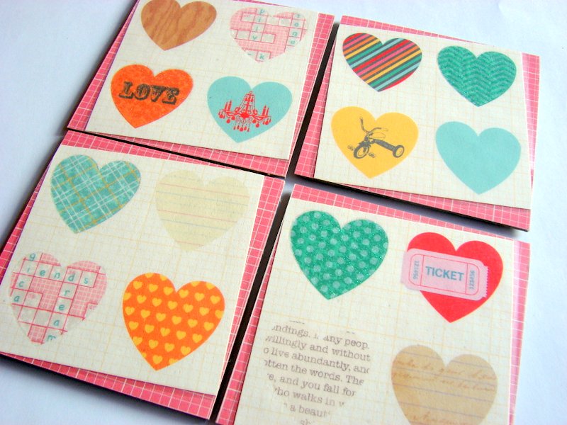 Vintage Hearts Love And Romance Coaster Set Small Paper Chipboard