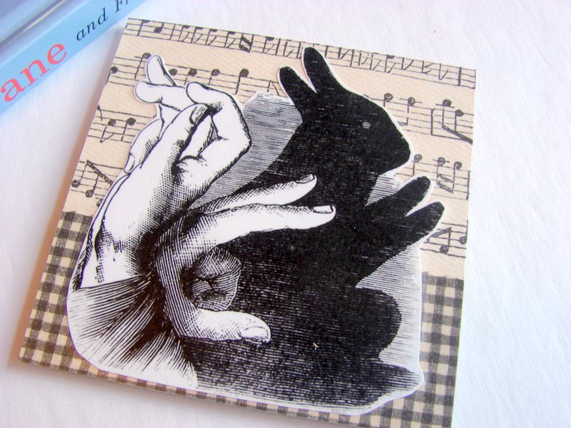 Hand Shadow Puppet No 2 Bunny Rabbit Coaster Large Paper